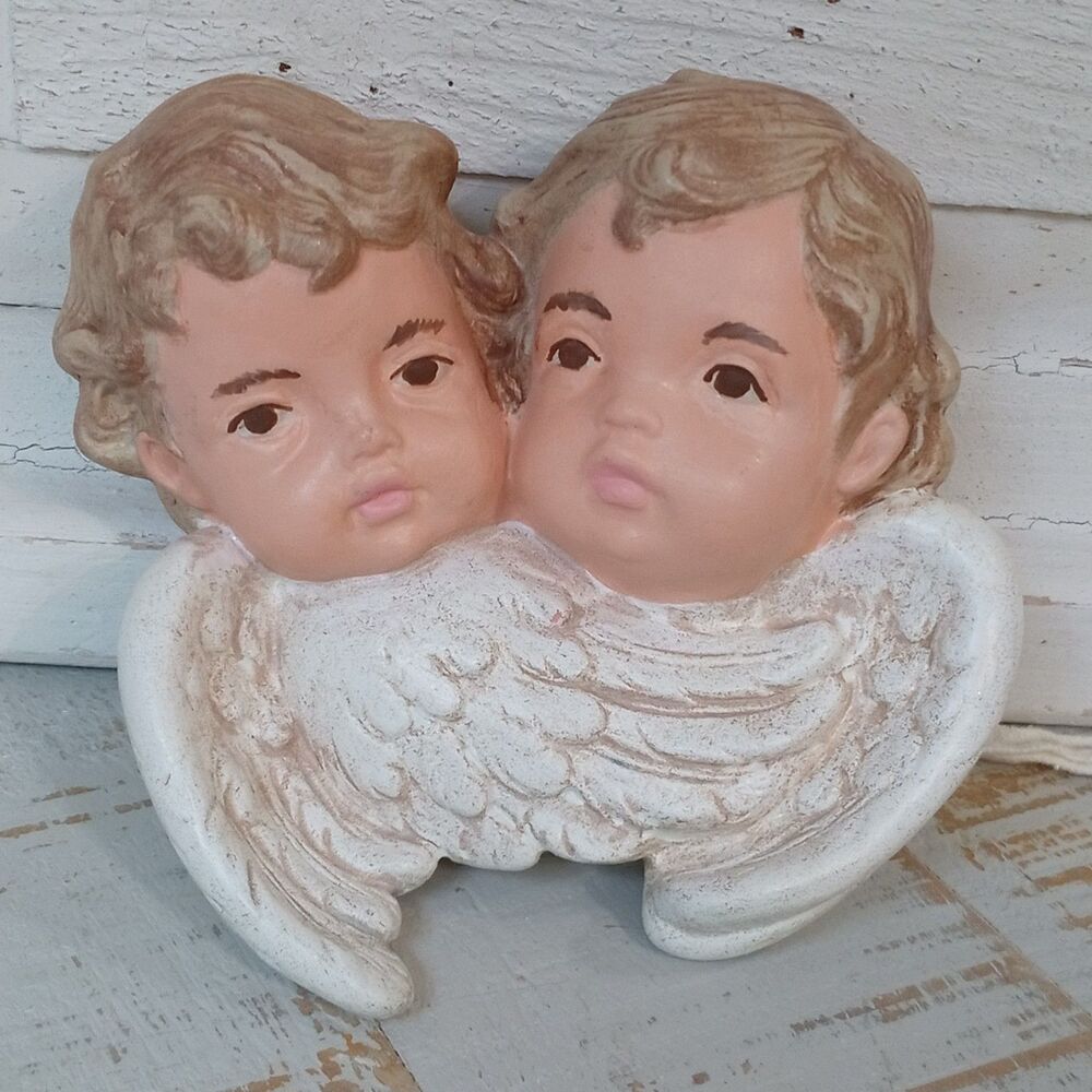 Vintage Old World Putti Cherubs Hand Painted Wall Hanging French Country Cottage